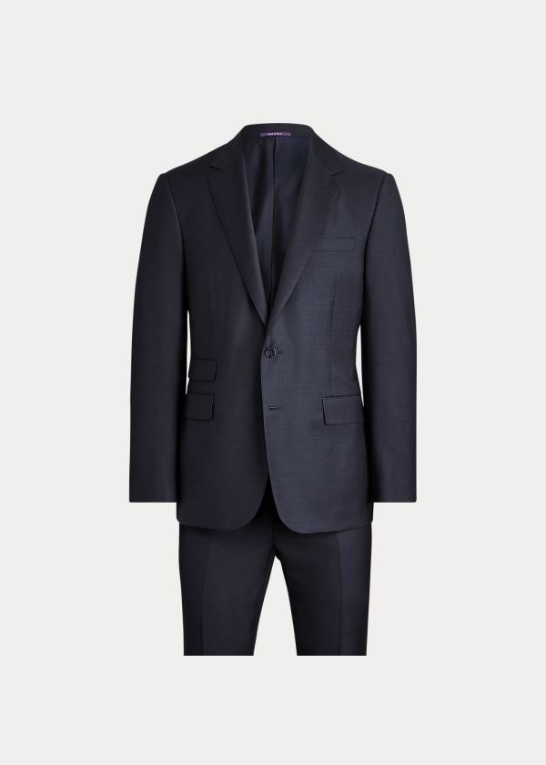 Garnitury Ralph Lauren Gregory Handmade Wool Suit Męskie Granatowe | ZTMH9638