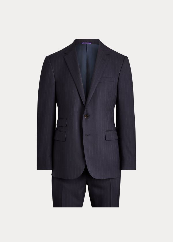 Garnitury Ralph Lauren Gregory Pinstripe Wool Suit Męskie Granatowe Kremowe | RLEM3238