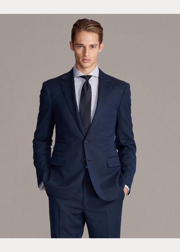 Garnitury Ralph Lauren Gregory Stretch Birdseye Suit Męskie Królewski Niebieski Niebieskie Czarne | NIAF9598