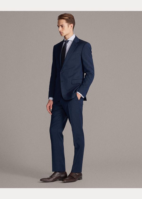 Garnitury Ralph Lauren Gregory Stretch Birdseye Suit Męskie Królewski Niebieski Niebieskie Czarne | NIAF9598