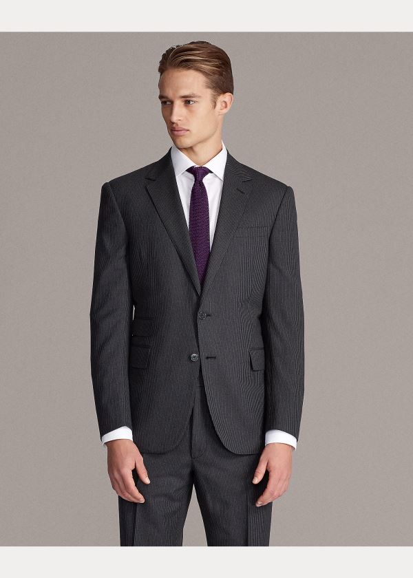 Garnitury Ralph Lauren Gregory Striped Wool Suit Męskie Szare Głęboka Szare | ZAGR3514