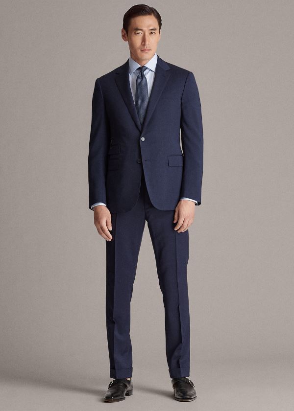 Garnitury Ralph Lauren Gregory Wool Serge Suit Męskie Granatowe | DXXS3805