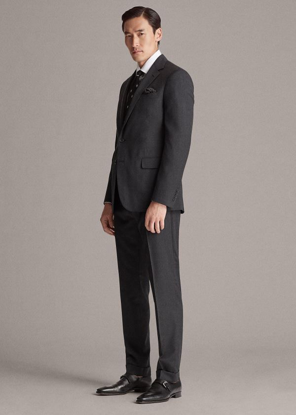 Garnitury Ralph Lauren Gregory Wool Serge Suit Męskie Jasny Szare | THGP7748