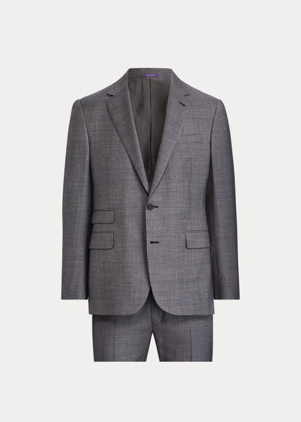 Garnitury Ralph Lauren Gregory Wool Sharkskin Suit Męskie Szare Kolorowe | ISSD3040