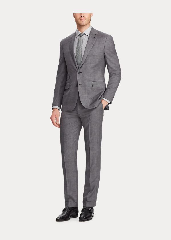 Garnitury Ralph Lauren Gregory Wool Sharkskin Suit Męskie Szare Kolorowe | ISSD3040