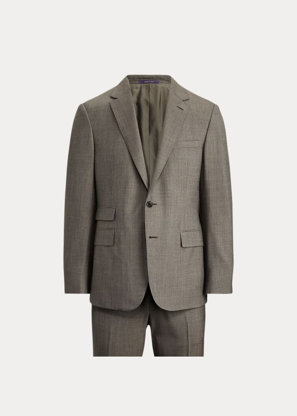 Garnitury Ralph Lauren Gregory Wool Sharkskin Suit Męskie Brązowe | ESZL4443