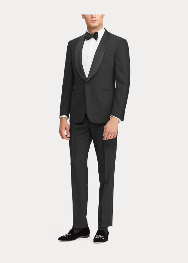 Garnitury Ralph Lauren Gregory Wool Shawl Tuxedo Męskie Czarne | HZBC6871