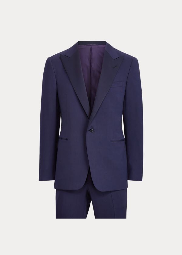 Garnitury Ralph Lauren Handmade Peak-Lapel Tuxedo Męskie Granatowe | JIWZ3745