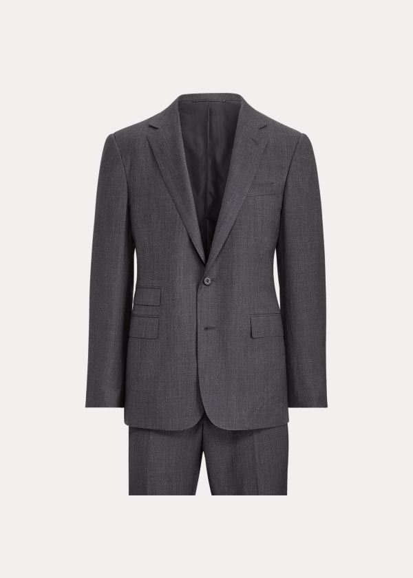 Garnitury Ralph Lauren Handmade Wool Sharkskin Suit Męskie Jasny Szare | CWVE4868