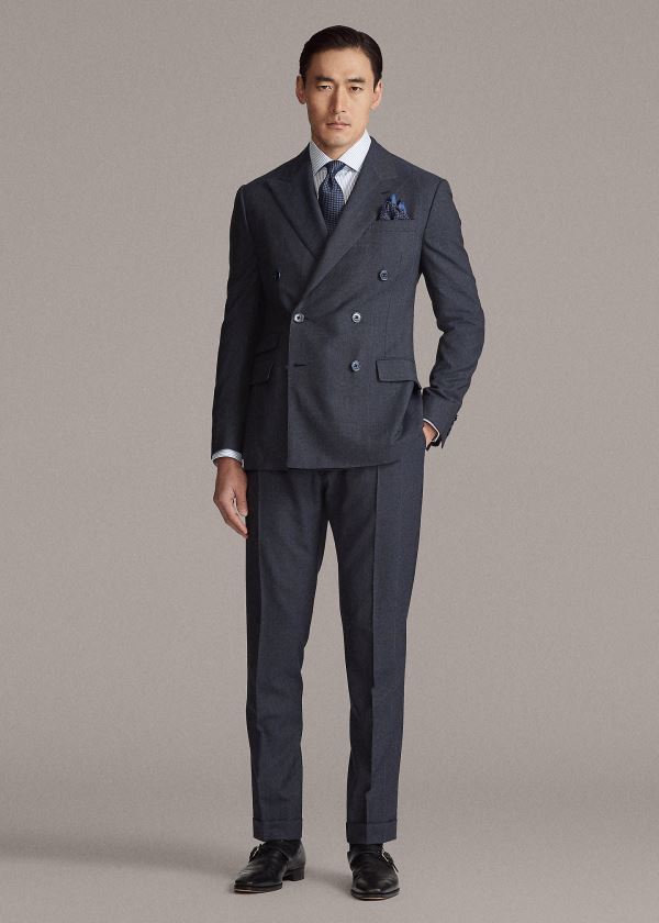 Garnitury Ralph Lauren Kent Glen Plaid Twill Suit Męskie Granatowe Niebieskie Czarne | PERQ6545