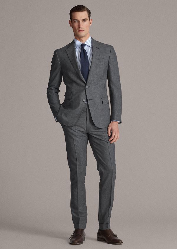 Garnitury Ralph Lauren Kent Lightweight Wool Suit Męskie Głęboka Szare | YVVF5413