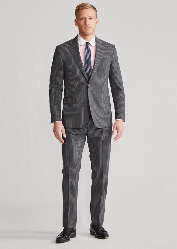 Garnitury Ralph Lauren Polo Dot-Stripe Stretch Suit Męskie Szare | ZJWF5224