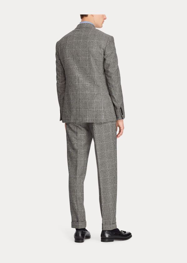 Garnitury Ralph Lauren Polo Glen Plaid Twill Suit Męskie Szare Kremowe | EMVW7590