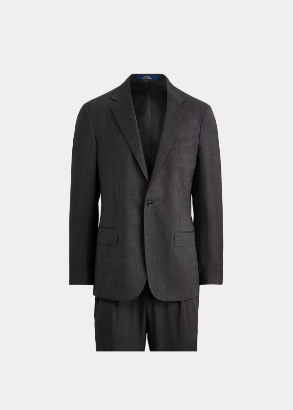 Garnitury Ralph Lauren Polo Pin Dot Wool Twill Suit Męskie Czarne Szare | CZAX5289