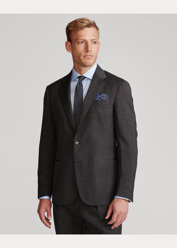 Garnitury Ralph Lauren Polo Pin Dot Wool Twill Suit Męskie Czarne Szare | CZAX5289