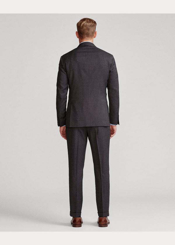 Garnitury Ralph Lauren Polo Pin Dot Wool Twill Suit Męskie Czarne Szare | CZAX5289