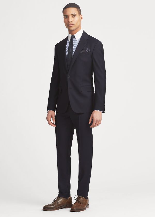 Garnitury Ralph Lauren Polo Wool Twill Suit Męskie Granatowe | KYFL2905