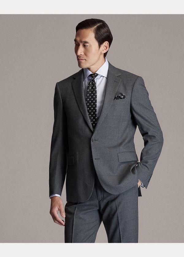 Garnitury Ralph Lauren RLX Gregory Wool Twill Suit Męskie Jasny Szare | LIKG4846