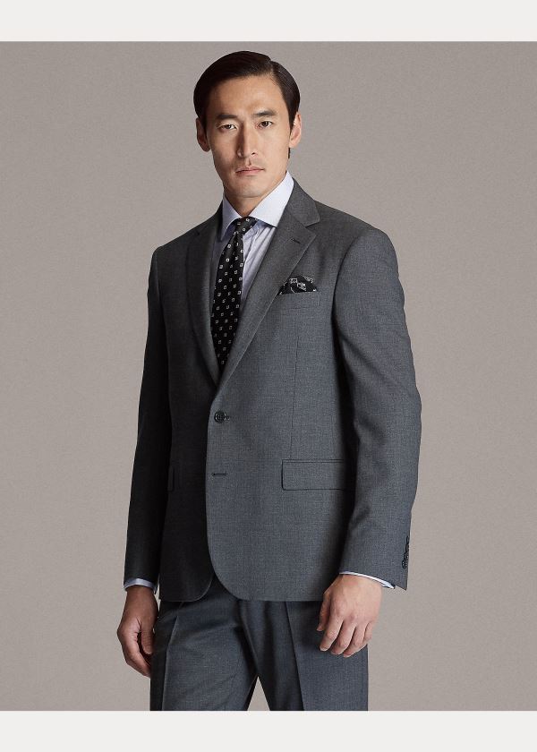 Garnitury Ralph Lauren RLX Gregory Wool Twill Suit Męskie Jasny Szare | LIKG4846