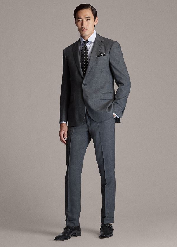 Garnitury Ralph Lauren RLX Gregory Wool Twill Suit Męskie Jasny Szare | LIKG4846