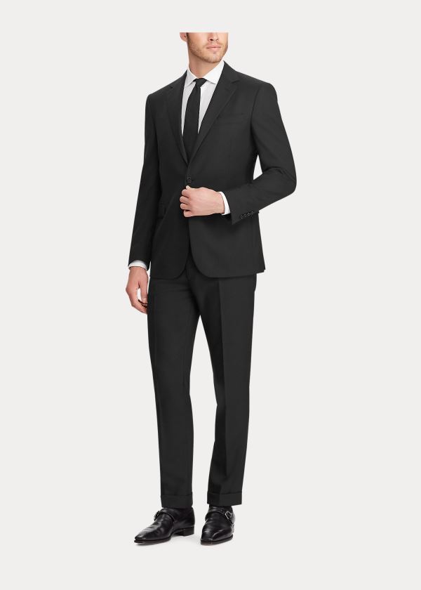 Garnitury Ralph Lauren RLX Gregory Wool Twill Suit Męskie Czarne | GHUQ7726