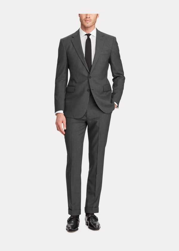 Garnitury Ralph Lauren RLX Gregory Wool Twill Suit Męskie Jasny Szare | AHJC4612