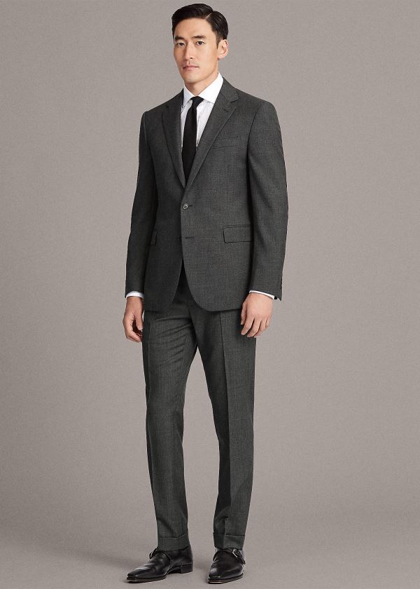 Garnitury Ralph Lauren RLX Gregory Wool Twill Suit Męskie Jasny Szare | AHJC4612