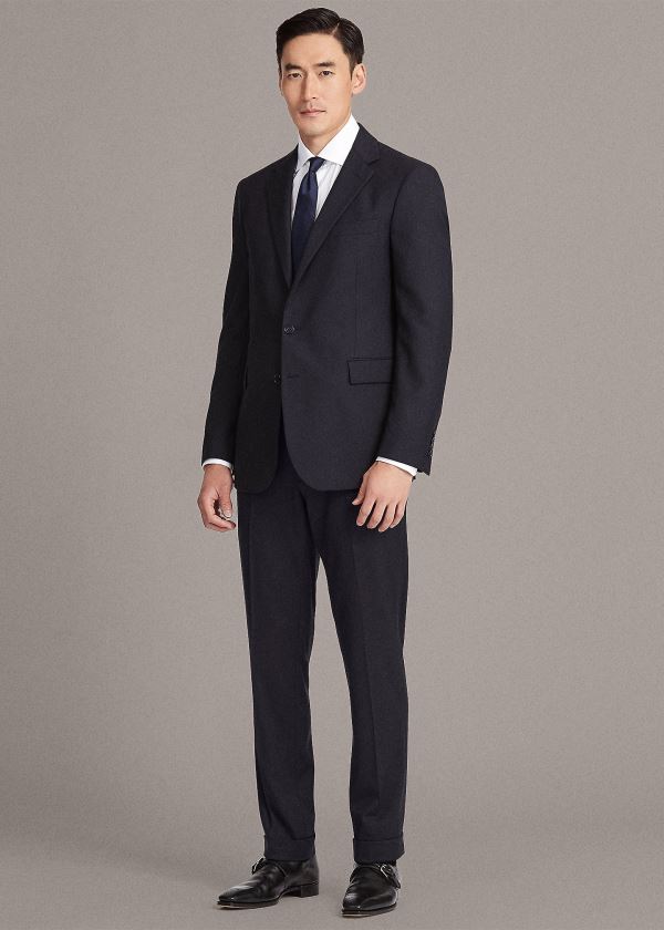 Garnitury Ralph Lauren RLX Gregory Wool Twill Suit Męskie Granatowe | DKFE1897