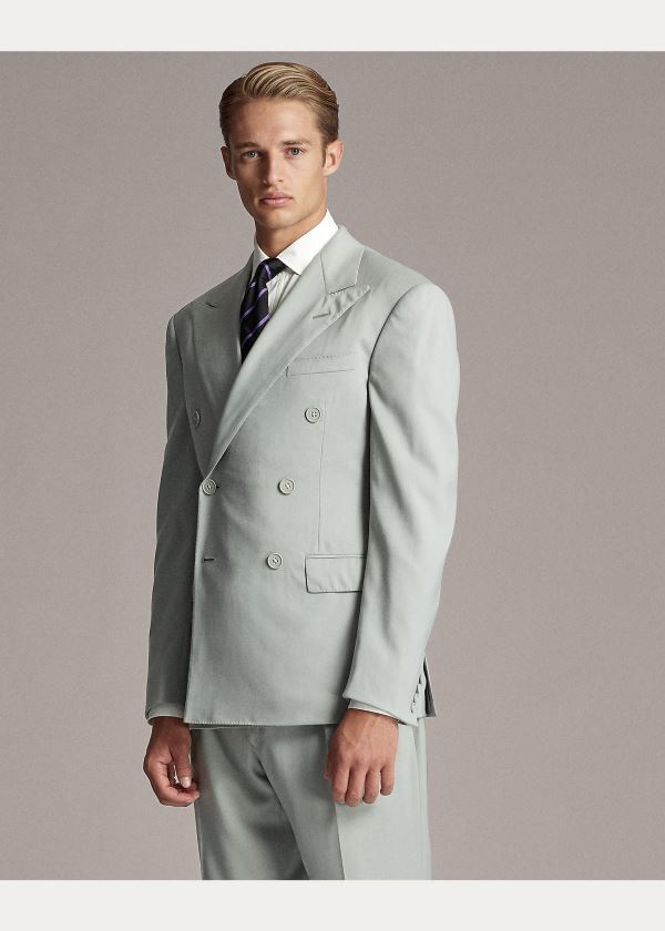 Garnitury Ralph Lauren Ralph Handmade Gabardine Suit Męskie Szare | RBKE0288