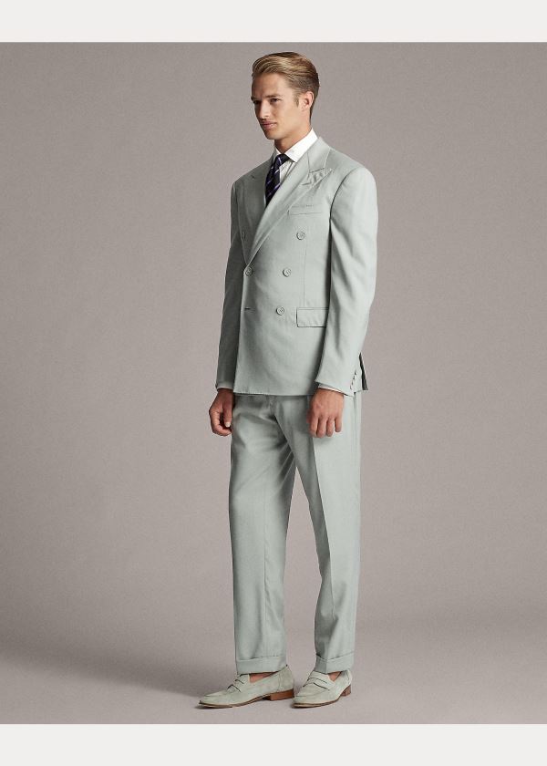 Garnitury Ralph Lauren Ralph Handmade Gabardine Suit Męskie Szare | RBKE0288