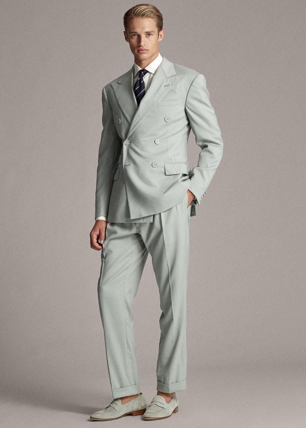 Garnitury Ralph Lauren Ralph Handmade Gabardine Suit Męskie Szare | RBKE0288