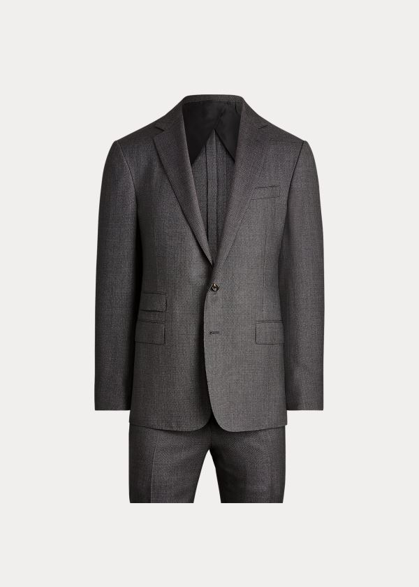 Garnitury Ralph Lauren Wool Birdseye Suit Męskie Jasny Szare Kremowe | BAJK5912