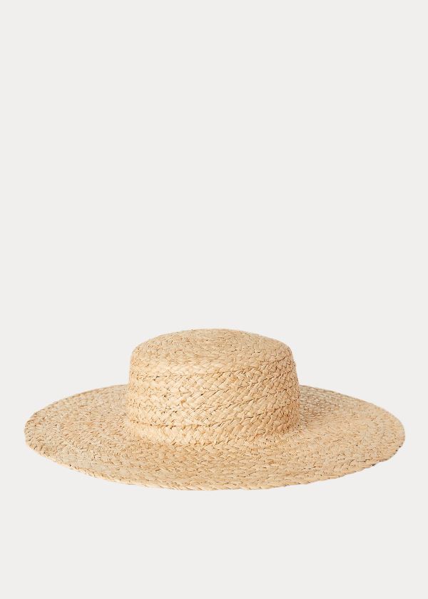 Gloves & Hats Ralph Lauren Braided Raffia Straw Hat Damskie Khaki | PWSM7024