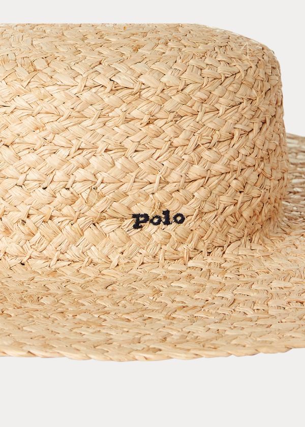 Gloves & Hats Ralph Lauren Braided Raffia Straw Hat Damskie Khaki | PWSM7024