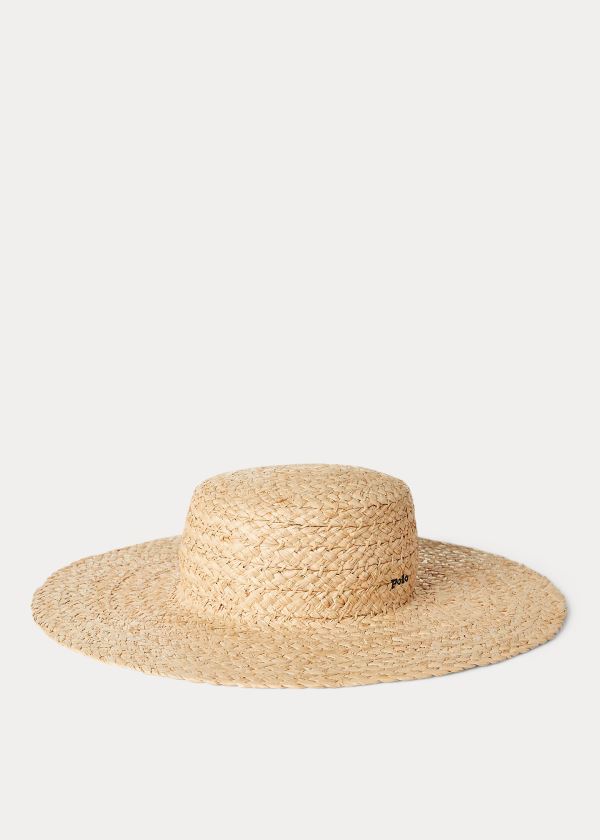 Gloves & Hats Ralph Lauren Braided Raffia Straw Hat Damskie Khaki | PWSM7024