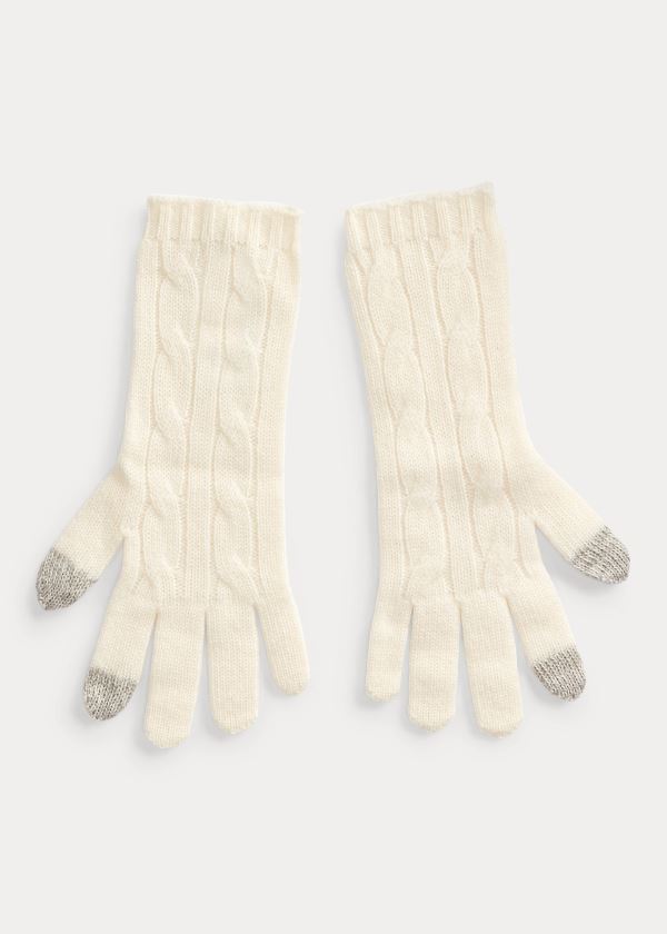 Gloves & Hats Ralph Lauren Cable-Knit Cashmere Gloves Damskie Kremowe | ZMKK4604