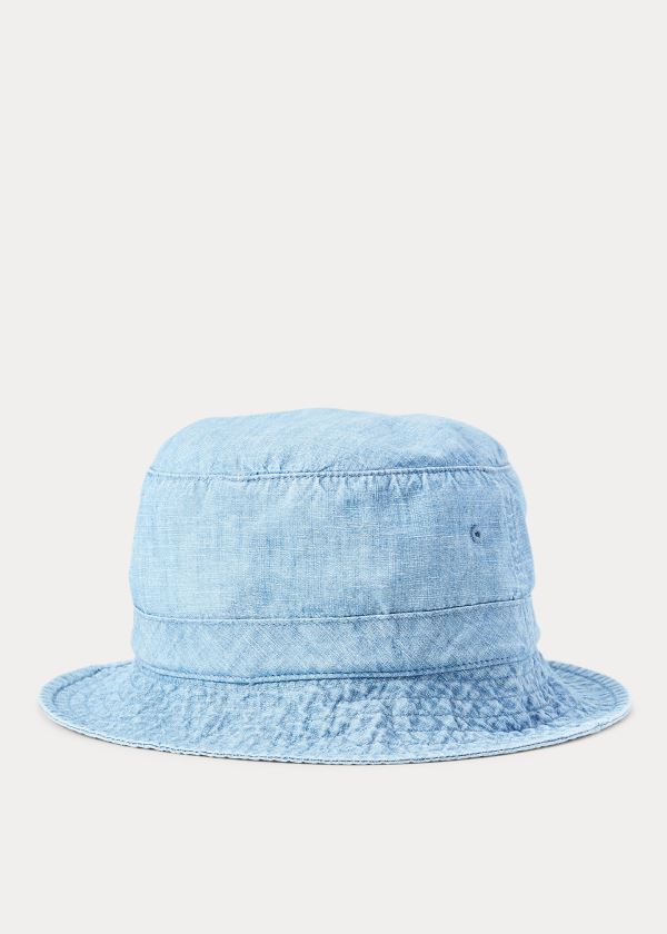 Gloves & Hats Ralph Lauren Chambray Bucket Hat Męskie Niebieskie Brązowe | RTHM5410