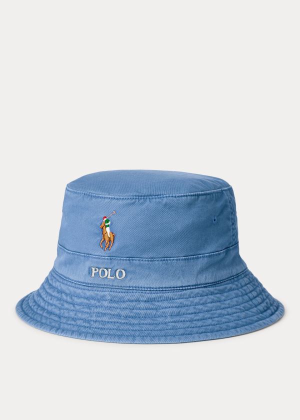 Gloves & Hats Ralph Lauren Stretch-Cotton Bucket Hat Męskie Królewski Niebieski Niebieskie | VJRK5298