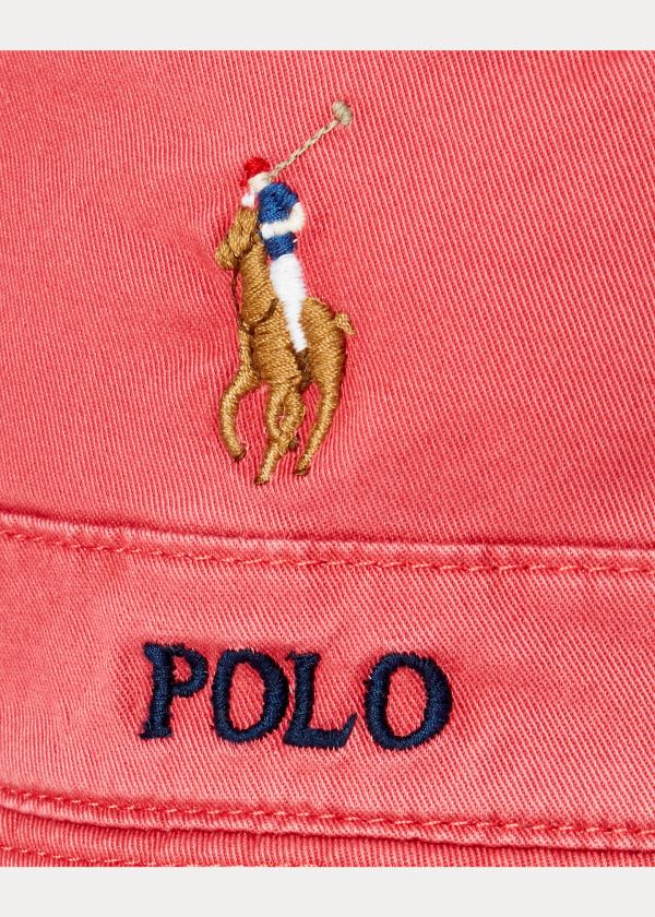 Gloves & Hats Ralph Lauren Stretch-Cotton Bucket Hat Męskie Czerwone | FUPH2379