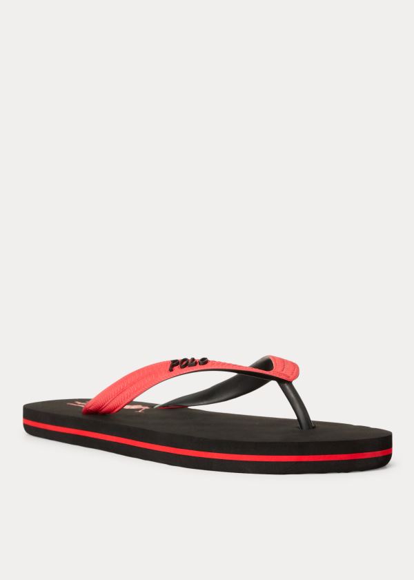 Japonki Ralph Lauren Whitlebury II Flip-Flop Męskie Czarne Czerwone | WOJP2967