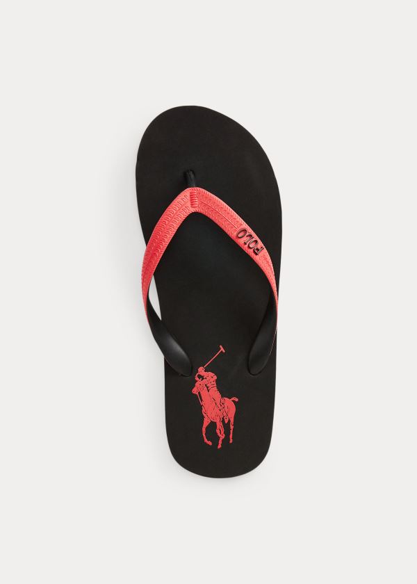 Japonki Ralph Lauren Whitlebury II Flip-Flop Męskie Czarne Czerwone | WOJP2967