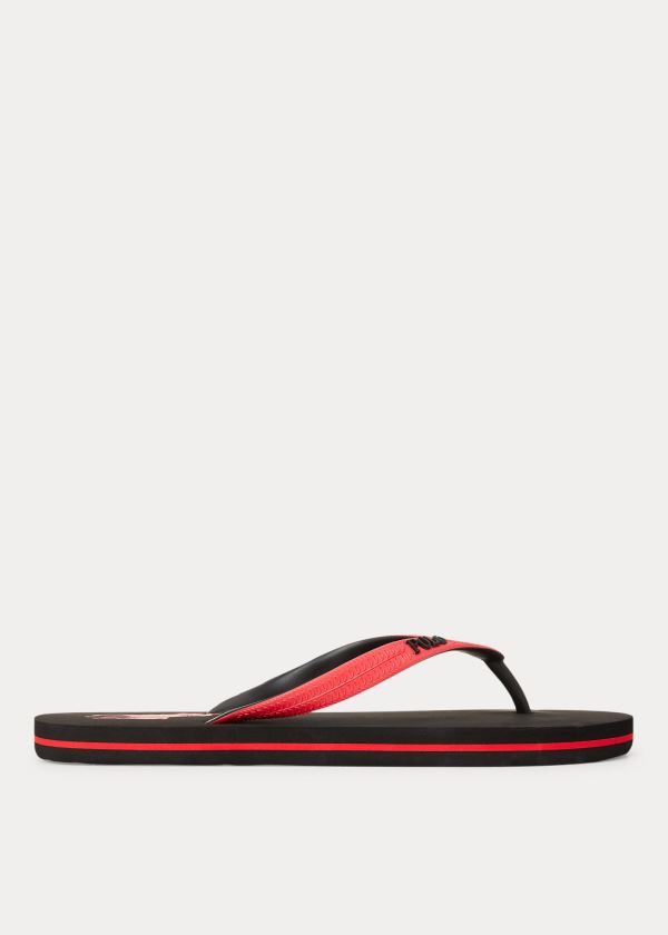 Japonki Ralph Lauren Whitlebury II Flip-Flop Męskie Czarne Czerwone | WOJP2967