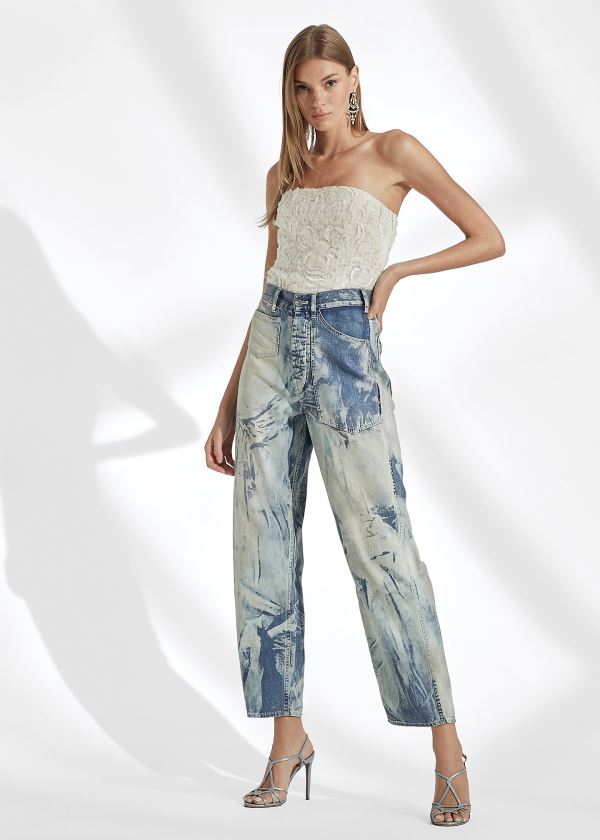 Jeansy Ralph Lauren Bleached Work Jean Damskie Indygo | PAHY3531