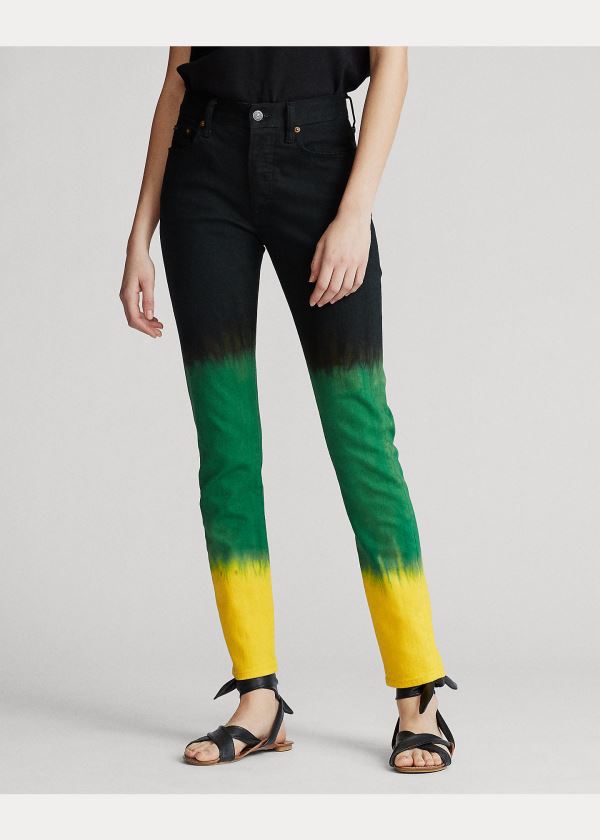 Jeansy Ralph Lauren Callen High-Rise Slim Jean Damskie Pomarańczowe Niebieskie Kolorowe | IHJO6944