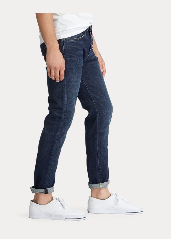 Jeansy Ralph Lauren Eldridge Skinny Stretch Jean Męskie Granatowe Niebieskie | YCFD2869