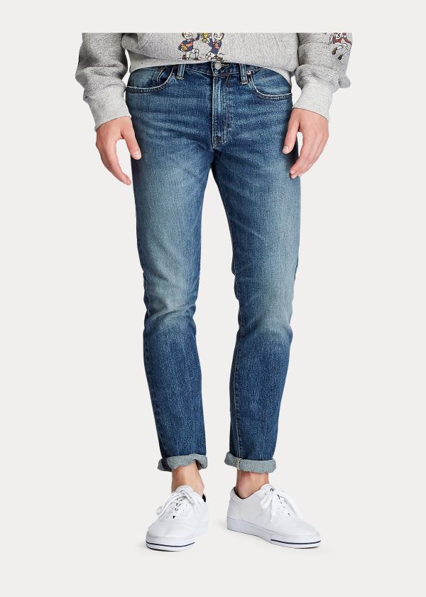 Jeansy Ralph Lauren Eldridge Skinny Stretch Jean Męskie Niebieskie Niebieskie | OCJF1262