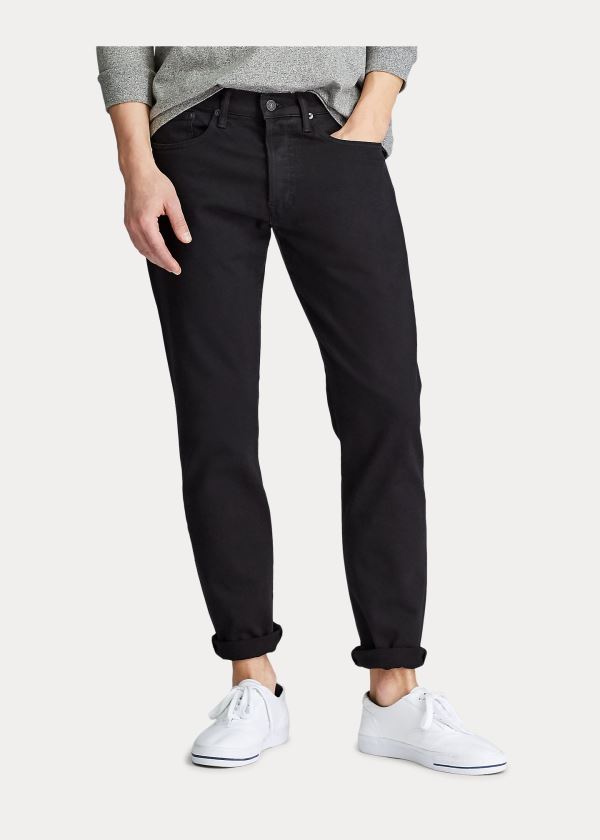 Jeansy Ralph Lauren Hampton Relaxed Straight Jean Męskie Czarne | VFRV8904