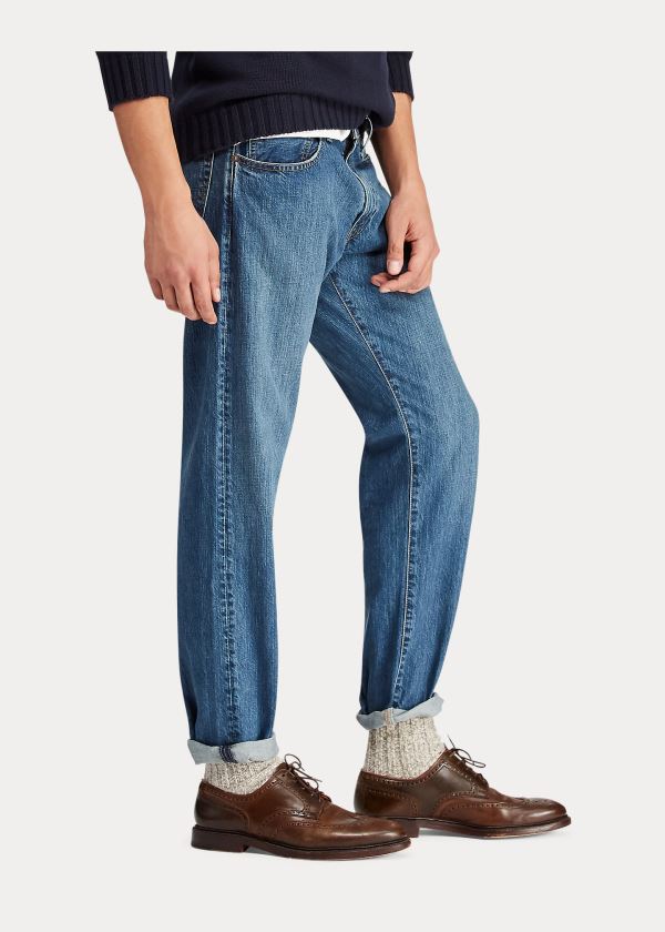 Jeansy Ralph Lauren Hampton Relaxed Straight Jean Męskie Indygo | ESQY4208