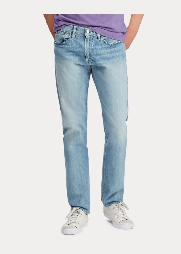 Jeansy Ralph Lauren Hampton Relaxed Straight Jean Męskie Niebieskie | KFSR4592