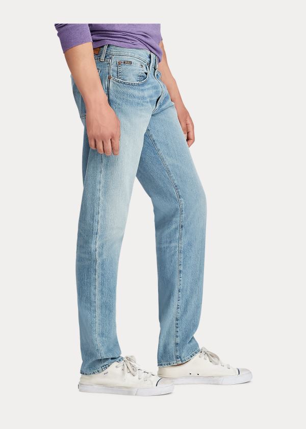 Jeansy Ralph Lauren Hampton Relaxed Straight Jean Męskie Niebieskie | KFSR4592